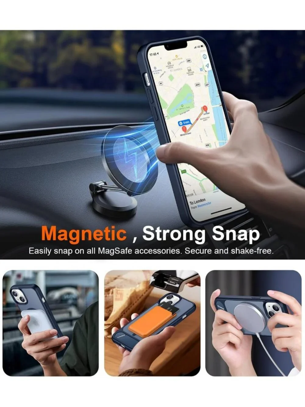 Magnetic Slim Matte Phone Case with Kickstand for iPhone 14/13 - Shockproof
